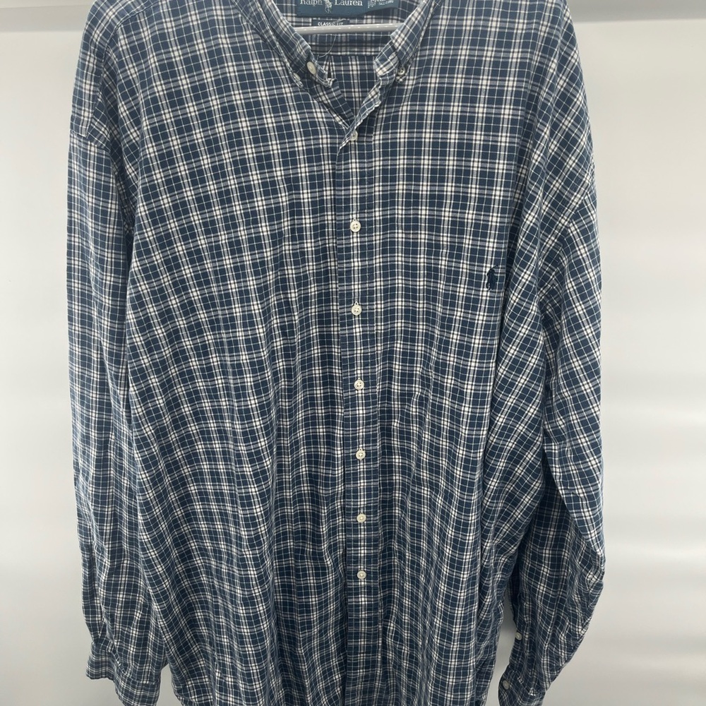 Men's Blue‎ Plaid Shirt